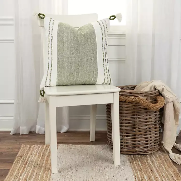 New Green and White Block Loop Throw Pillow Pillows