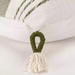 New Green and White Block Loop Throw Pillow Pillows