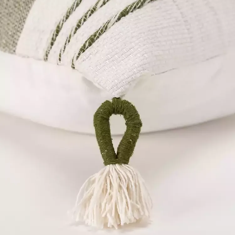 New Green and White Block Loop Throw Pillow Pillows