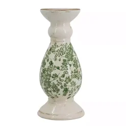 Hot Green and White Floral Candle Holder, 12.5 in. Candle Holders