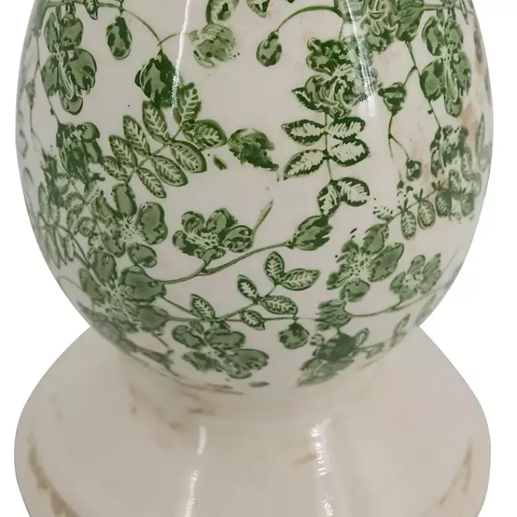 Hot Green and White Floral Candle Holder, 12.5 in. Candle Holders