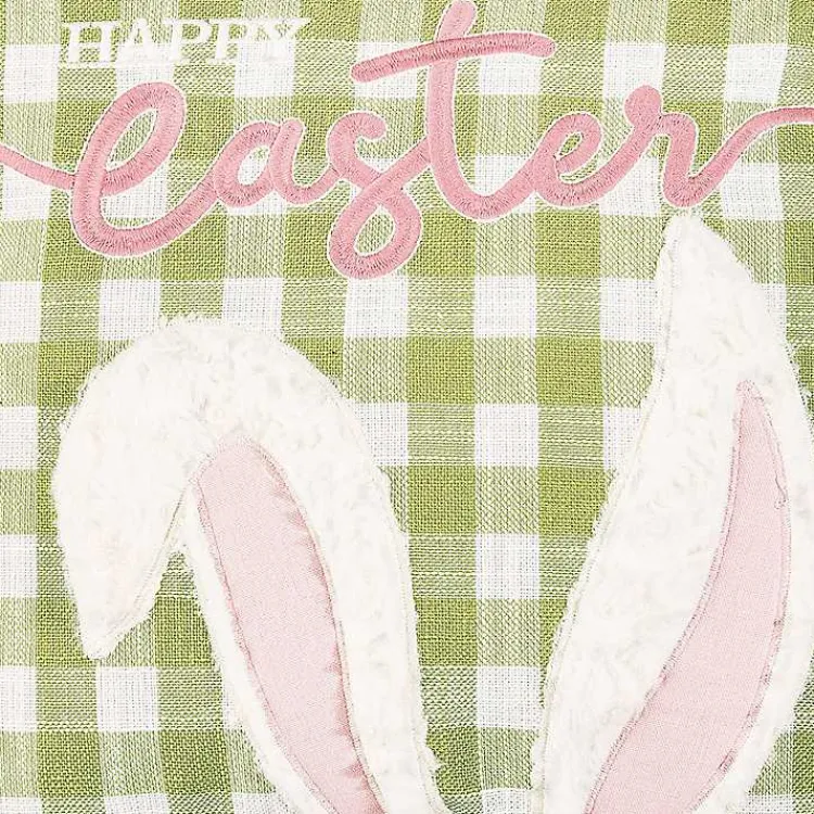 Best Green and White Gingham Bunny Ears Pillow Easter Decorations