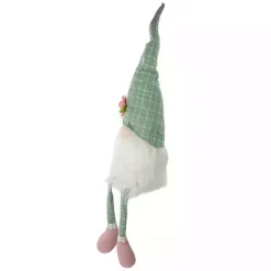Discount Green and White Plaid Gnome Shelf Sitter Statues & Figurines