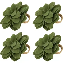 Kirklands Home Table Linens|Blossom Napkin Rings, Set of 4 Green