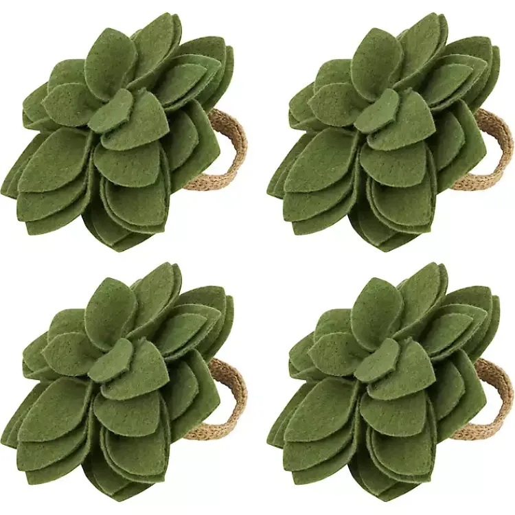 Kirklands Home Table Linens|Blossom Napkin Rings, Set of 4 Green