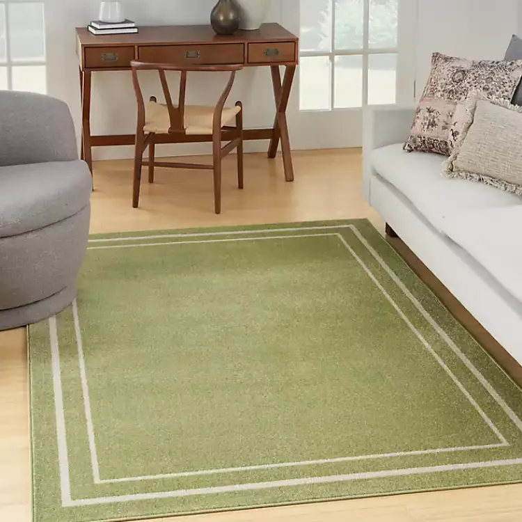 Kirklands Home Outdoor Rugs|Green Bordered Indoor/Outdoor Area Rug, 5x7