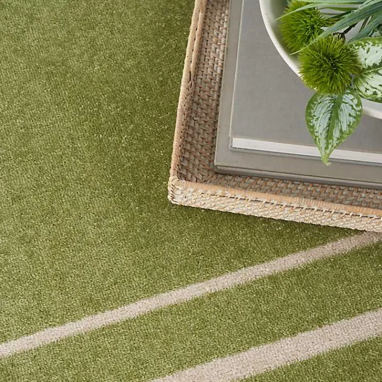 Kirklands Home Outdoor Rugs|Green Bordered Indoor/Outdoor Area Rug, 5x7