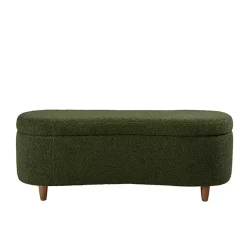 Kirklands Home Benches & Ottomans|Boucle Flip-Top Storage Bench Green