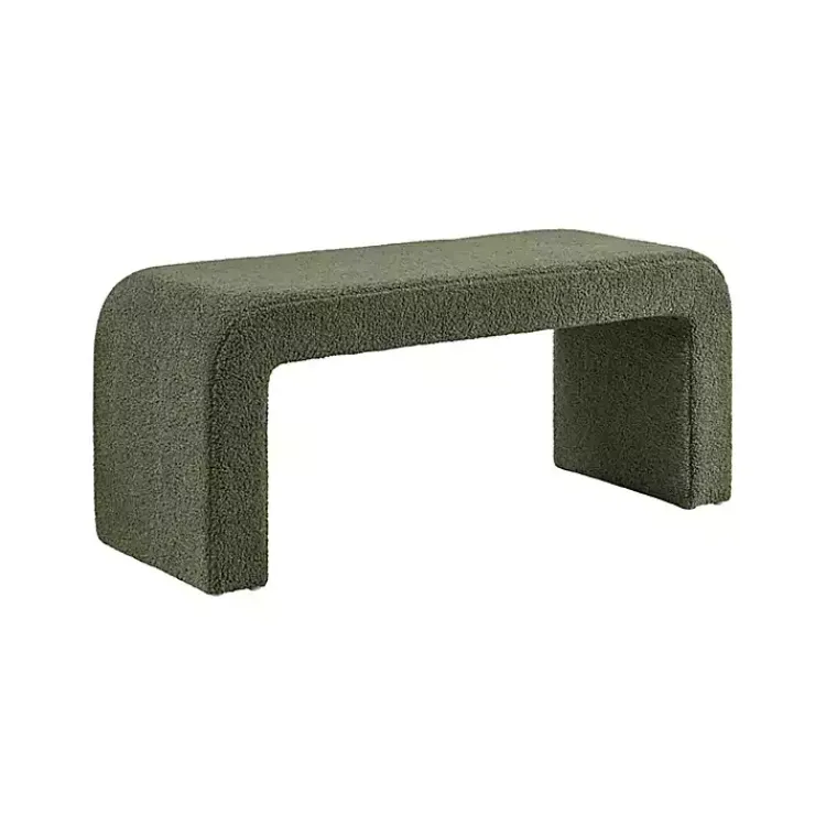 Kirklands Home Benches & Ottomans|Boucle Waterfall Bench Green