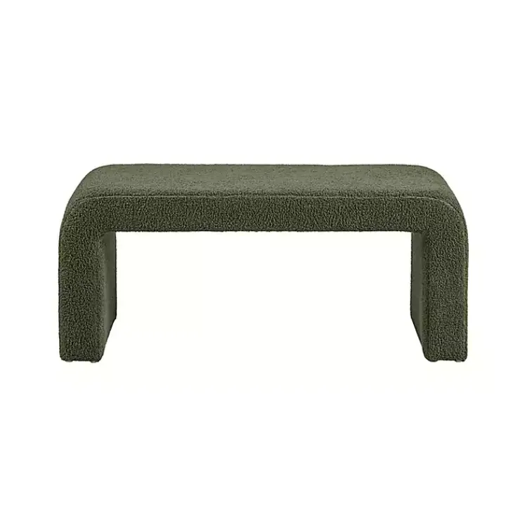 Kirklands Home Benches & Ottomans|Boucle Waterfall Bench Green
