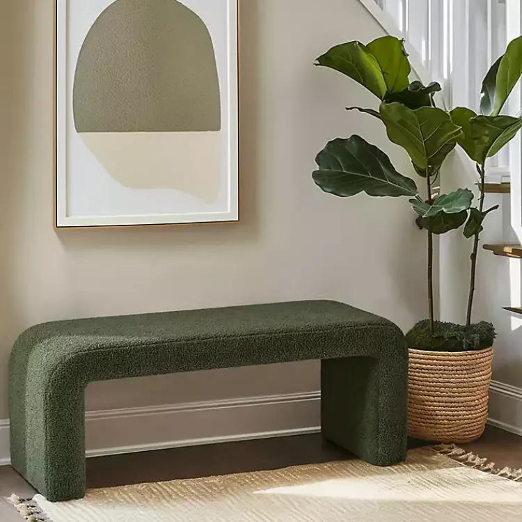 Kirklands Home Benches & Ottomans|Boucle Waterfall Bench Green