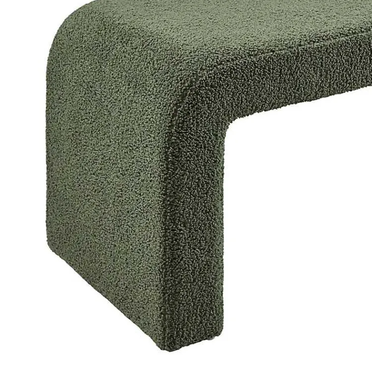 Kirklands Home Benches & Ottomans|Boucle Waterfall Bench Green