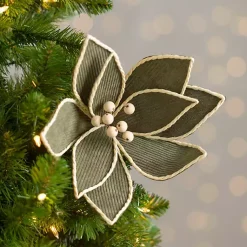 Online Corduroy Poinsettia Christmas Pick Christmas Tree Decorations