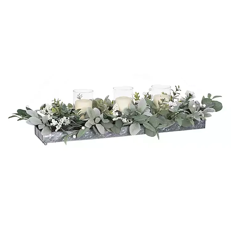 Hot Green Eucalyptus Galvanized Centerpiece Arrangements & Greenery