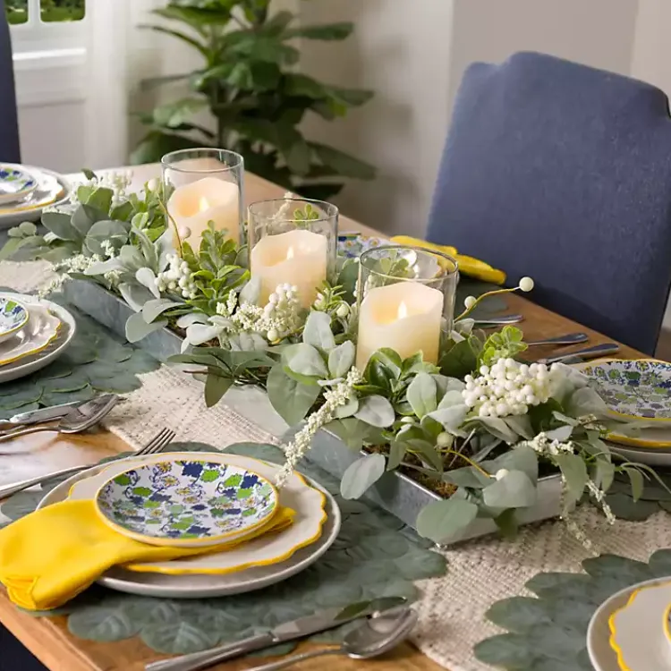 Hot Green Eucalyptus Galvanized Centerpiece Arrangements & Greenery