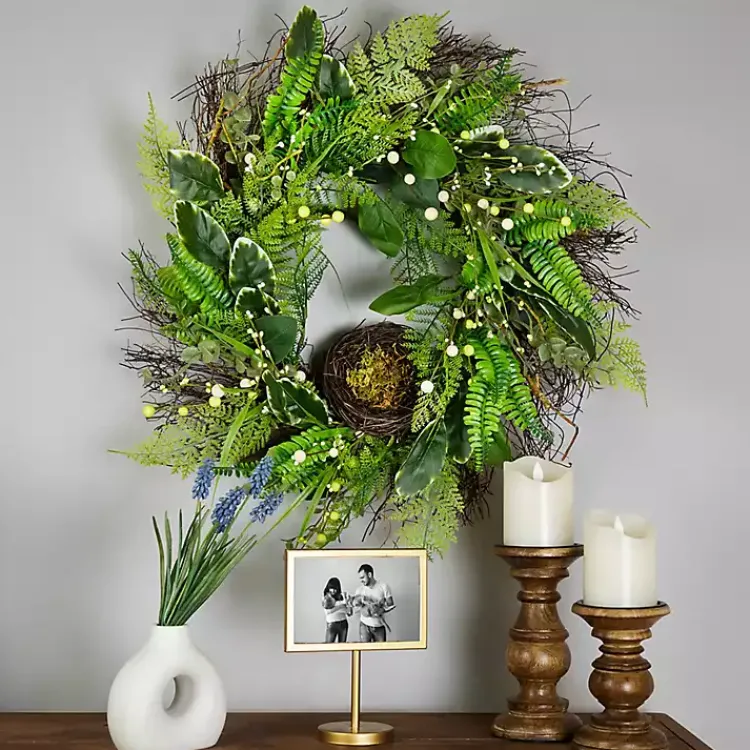 Discount Foliage Bird Nest Wreath Wreaths