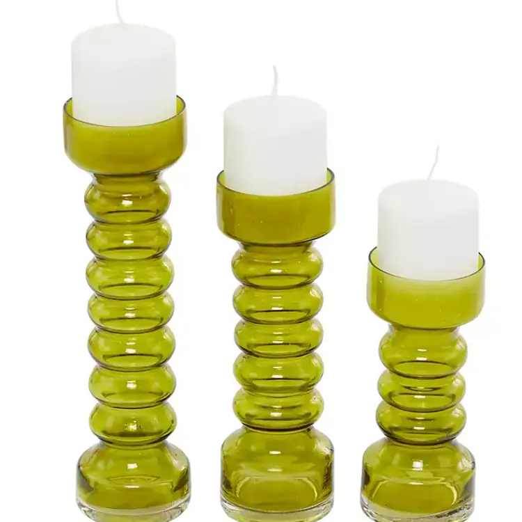Sale Glass Bubble Pillar Candle Holders, Set of 3 Candle Holders
