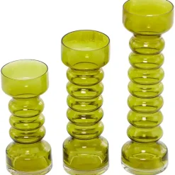Sale Glass Bubble Pillar Candle Holders, Set of 3 Candle Holders