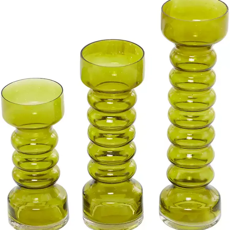 Sale Glass Bubble Pillar Candle Holders, Set of 3 Candle Holders