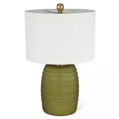 Kirklands Home Table Lamps|Green Glass Fiola Table Lamp White