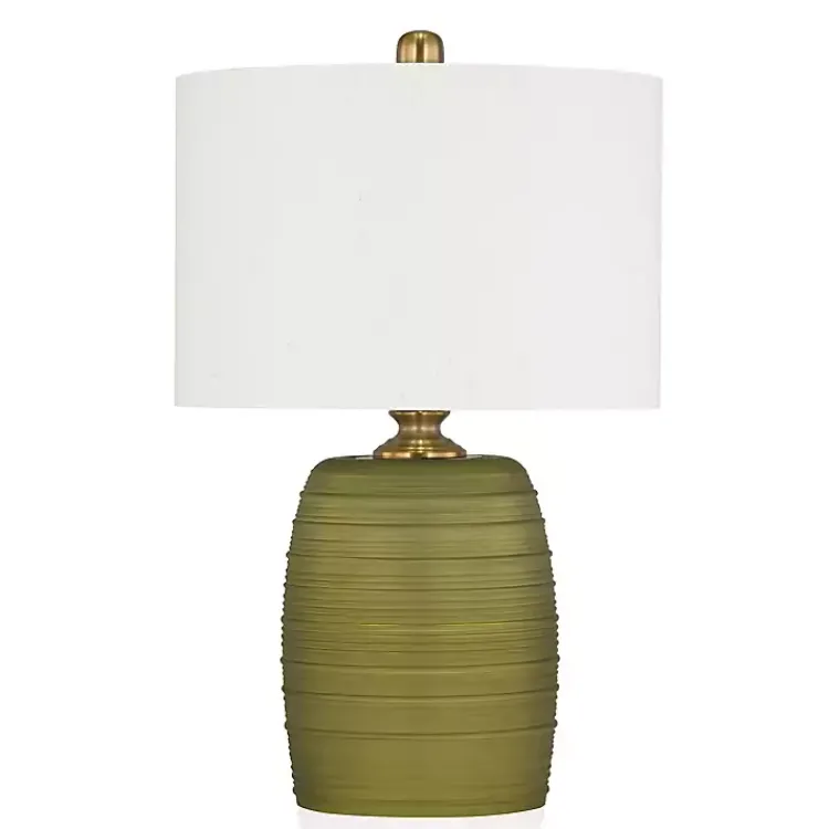 Kirklands Home Table Lamps|Green Glass Fiola Table Lamp White