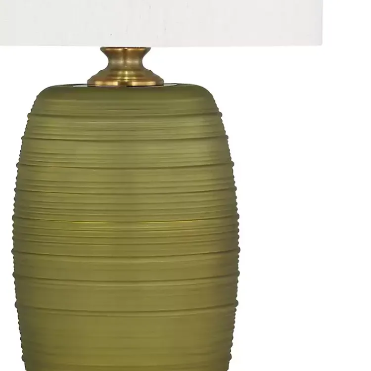 Kirklands Home Table Lamps|Green Glass Fiola Table Lamp White