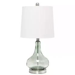 Kirklands Home Table Lamps|Green Glass Ripple Table Lamp White
