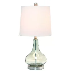 Kirklands Home Table Lamps|Green Glass Ripple Table Lamp White