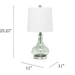 Kirklands Home Table Lamps|Green Glass Ripple Table Lamp White