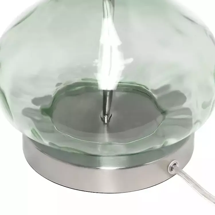 Kirklands Home Table Lamps|Green Glass Ripple Table Lamp White