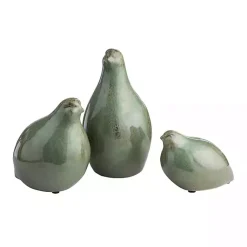 Glazed Ceramic Bird Figurines, Set of 3 Statues & Figurines