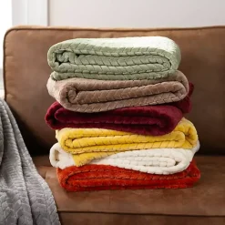 Heavenly Herringbone Plush Throw Blankets & Throws