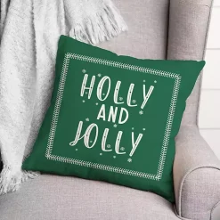 Hot Green Holly and Jolly Throw Pillow Christmas Pillows