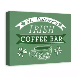 Discount Green Irish Coffee Bar Canvas Art Print St Patricks Day Decorations