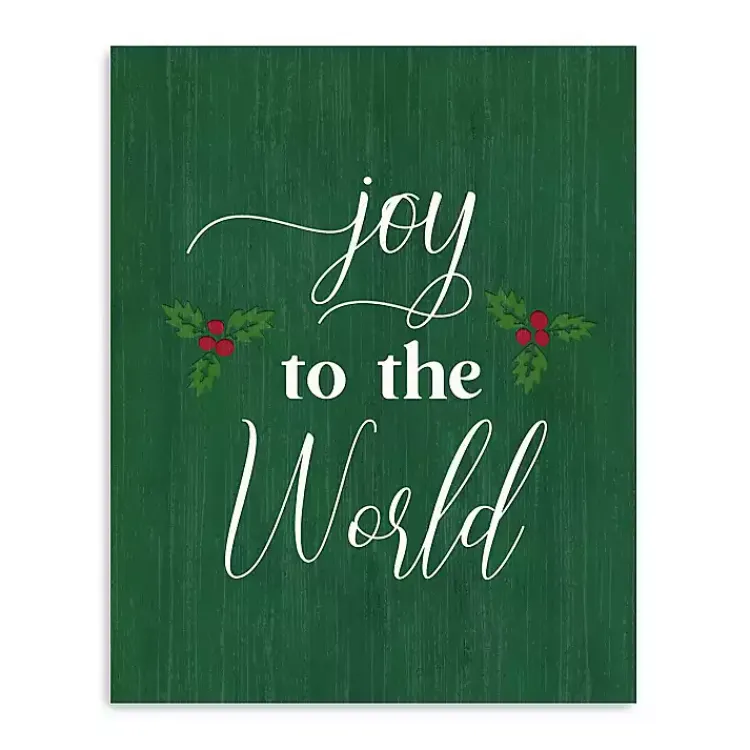 Clearance Green Joy to the World Canvas Art Print Christmas Art & Wall Decor