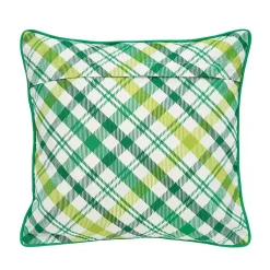 Discount Green Lucky Clover Plaid Pillow Pillows