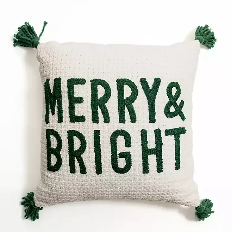 Green Merry and Bright Pillow Christmas Pillows