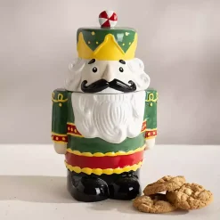 Kirklands Home Serving & Entertaining|Green Nutcracker Ceramic Cookie Jar
