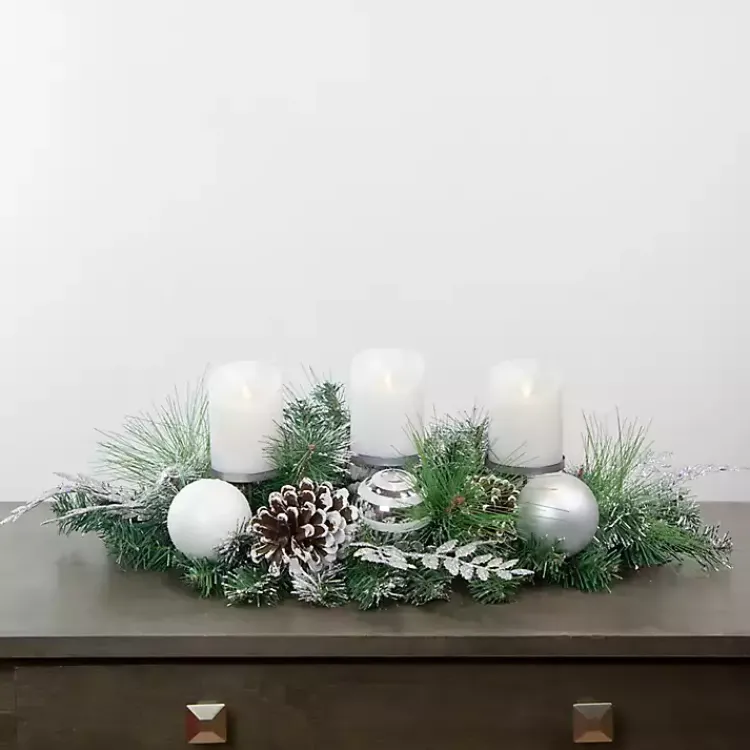 Sale Pine and Ornament Candle Centerpiece Arrangements & Greenery