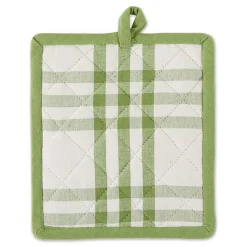 Kirklands Home Kitchen Accessories|Green Plaid Eat Drink Enjoy 4-pc. Dish Towel Set