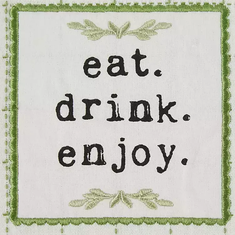 Kirklands Home Kitchen Accessories|Green Plaid Eat Drink Enjoy 4-pc. Dish Towel Set