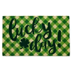 New Green Plaid Lucky Day Doormat St Patricks Day Decorations
