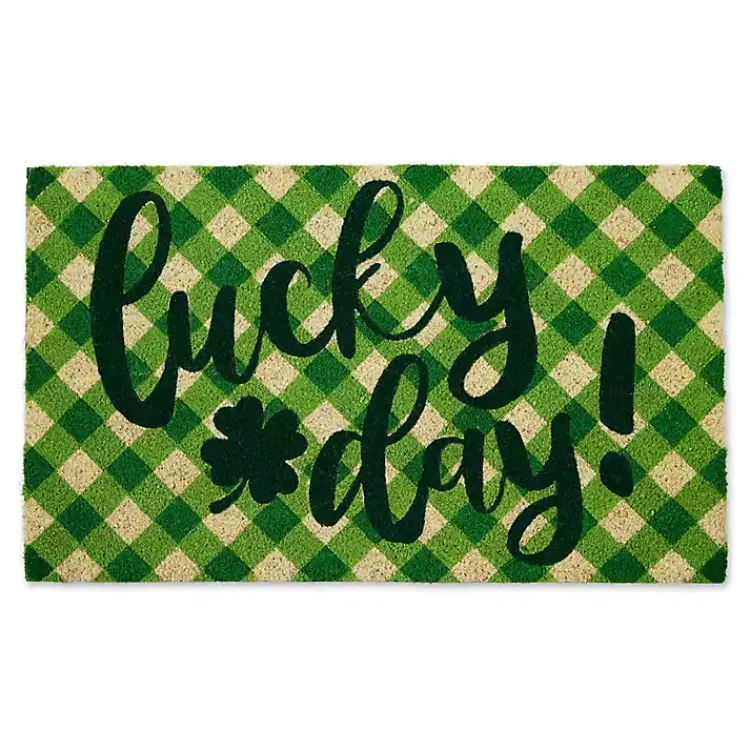 New Green Plaid Lucky Day Doormat St Patricks Day Decorations
