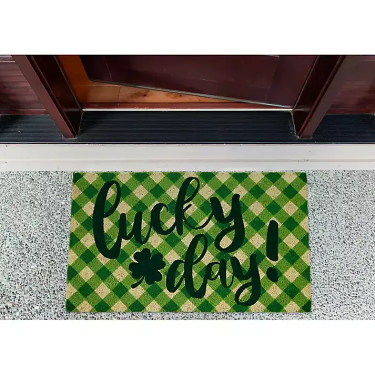 New Green Plaid Lucky Day Doormat St Patricks Day Decorations