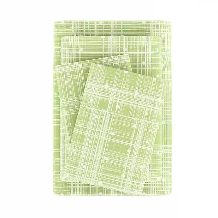 Kirklands Home Bed Sheets|Plaid Polka Dot 3-pc. Twin Sheet Set Green