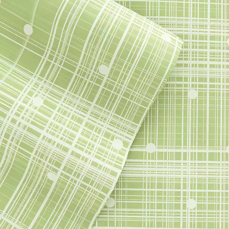 Kirklands Home Bed Sheets|Plaid Polka Dot 3-pc. Twin Sheet Set Green