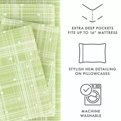 Kirklands Home Bed Sheets|Plaid Polka Dot 3-pc. Twin Sheet Set Green