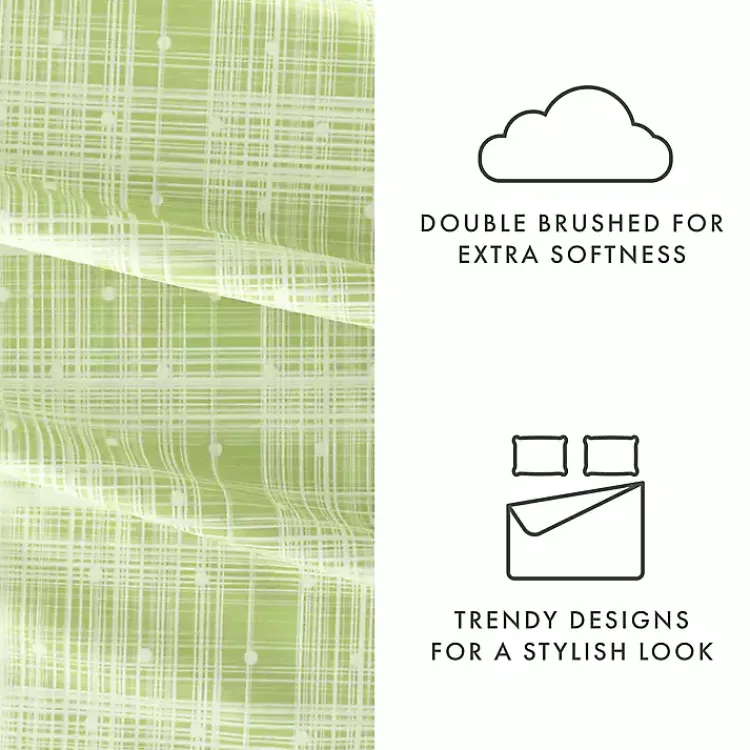 Kirklands Home Bed Sheets|Plaid Polka Dot 3-pc. Twin Sheet Set Green
