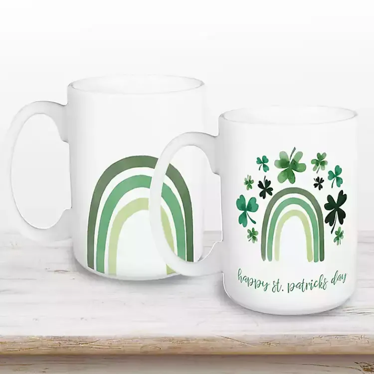 Kirklands Home Glassware & Drinkware|Green Rainbow St. Patrick's Day Mugs, Set of 2