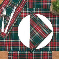 Kirklands Home Table Linens|Red Jewel Plaid Christmas Table Runner Green